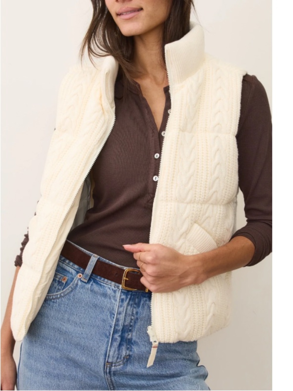 Marine Layer Alba Cable Knit Reversible Puffer Vest - Women